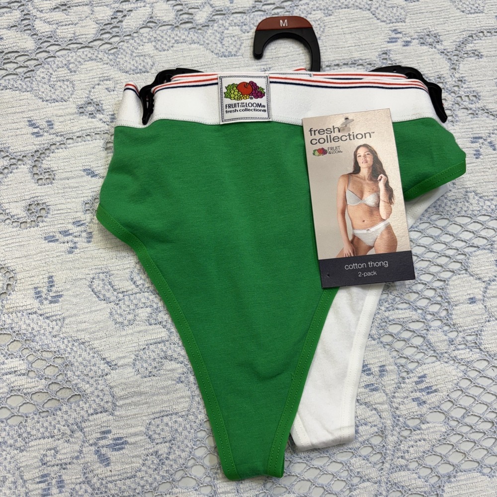 Fruit of the Loom 2-Pair Womens Thong Underwear Panties Cotton Blend M